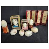 9 vintage hand painted eggs and vintage hand