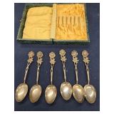 6 Demitass Spoon set mauked 800 with Rose on