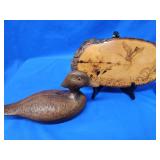 Resin composite duck CRACKED neck and wood round