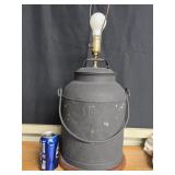 Tin 12 Qt. Pail with bail handle table lamp look