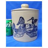 Monmouth Pottery cookie jar with decoys and