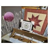 Lot - Quilt Patch framed 28" sq, , MCM fra.ed