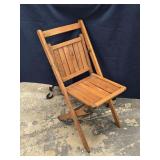 Antique Wood Folding Chair slat back and seat  ,