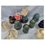 10  Insulators , 2 porcelain , 8 glass , 2 glass