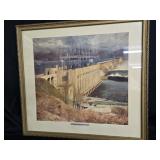 Framed Conowingo Hydroelectric Dam Print 1939 ,