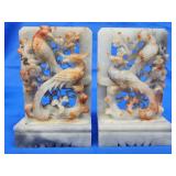 Pair of Chinese carved soapstone bookend.  Each