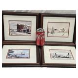 4 Jon de Vos Prints ,matching frames , of
