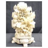Chinese soapstone hand carved floral sculpture.