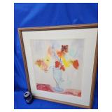 Abstract still life of flowers in vase.  Artist