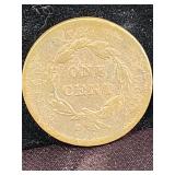 1839 US Copper Large cent penny coin.   Look at