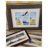 3 Neil Snodgrass Prints , Framed 13.5"ï¿½8" ,