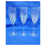 3 Waterford crystal Carina Champagne Flutes.