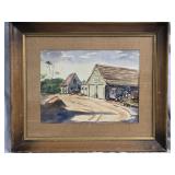 Guash Watercolor signed  Cleveland 1967 , Rural