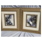 2 Heron Prints , matching Frames and matted