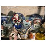 Lot- Decorative Ceramic Houses , Santa Figute ,