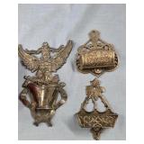 3 Victorian Match Holders large one brass , 2