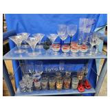 Assorted barware glasses: 5 Wedding Ring pattern