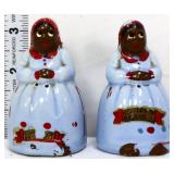 Vntg Americana 3in figural lady salt/pepper set