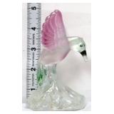 Fenton clear/pink iridescent hummingbird figure