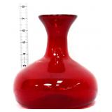 Red 7in flared base glass decanter