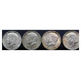 Lot of 4 40% silver Kennedy half dollars