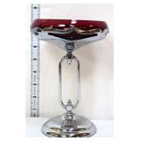 Vntg 8in amethyst compote w/ metal base