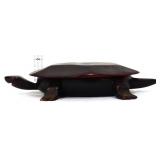 Carved mahogany turlte trinket box