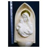 Vintage 12in Madonna w/ child wall plaque