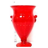 Ruby red 10in vase w/ handles