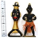 Lot of 2 metal Americana figural bottle openers