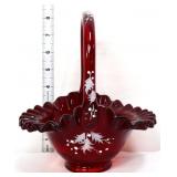 Fenton ruby red holly berries basket