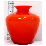 Red 5in vase w/ white interior