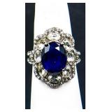 Oval cut sapphire ring, lab created