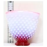 Fenton cranberry opalescent hobnail 4in fan vase