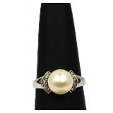 Sterling pearl dinner ring, lab created