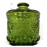 Vintage olive green grape & cable tobacco jar