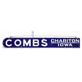 Vntg porcelain 30x4 Combs Chariton Iowa sign