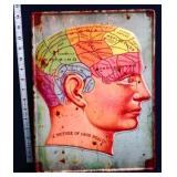 Metal Phrenology head sign