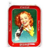 Vntg metal Coca Cola girl tray