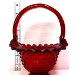 Fenton red hobnail basket