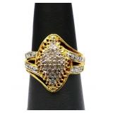 Marquis white sapphire cluster ring, lab created