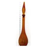 Vintage amber 22in genie bottle w/ stopper