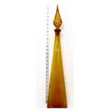 Vintage amber 27in genie bottle w/ stopper