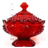 Fenton amberina hobnail covered candy bowl see pic