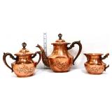 3 piece vntg copper tea set