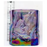 Fenton purple iris carnival votive holder