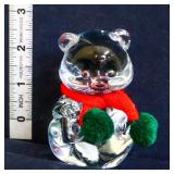 Fenton clear teddy bear in Christmas scarf