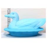 Vntg blue satin duck on nest see photos