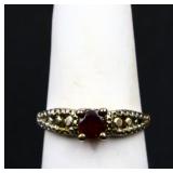 Sterling round ruby ring, lab created