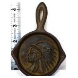 Small cast iron skillet ashtray w/ Indian chief